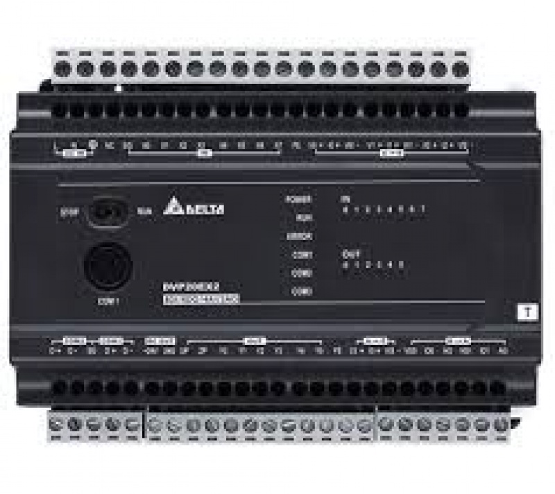 DVP20EX200T 20 Point, 8DI/6DO (Transistor), 4AI/2AO, 100~240 AC Power, 3 COM: 1 RS232 & 2 RS485 